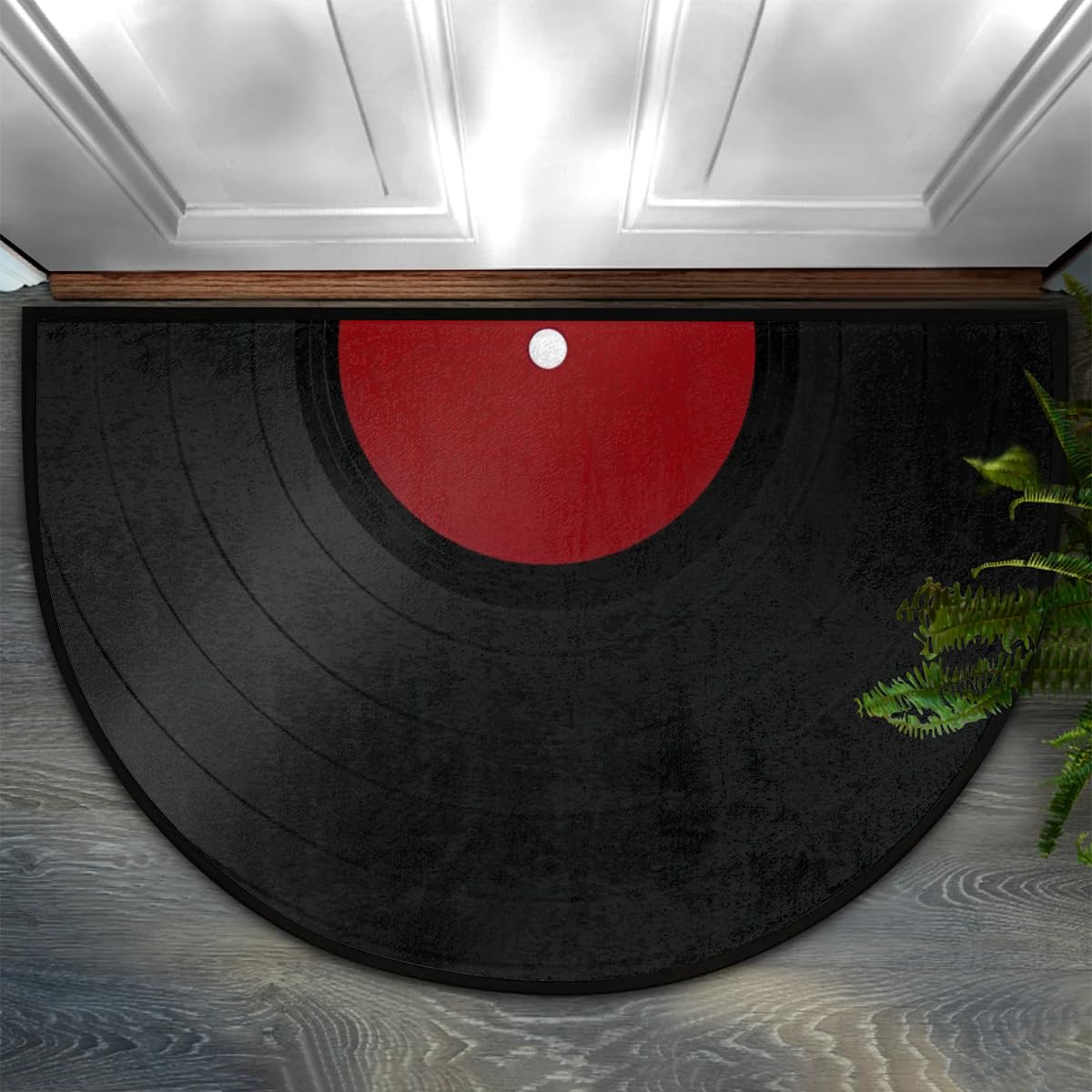 Funny Classic Music Record Disco Half Round Door Mat Non-Slip Soft Doormats for Home Indoor Outdoor Entrance Bath Carpet Area Rugs for Home Dining