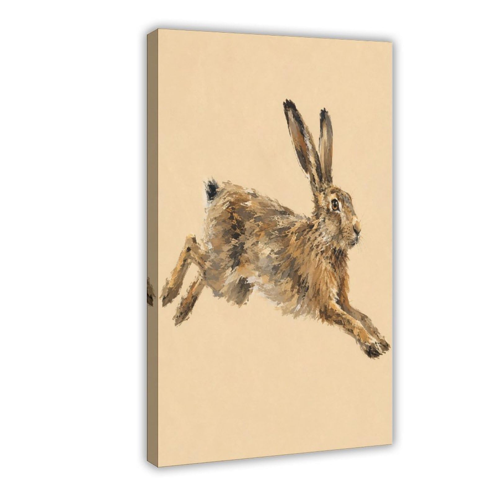 H3b8u2y5 Frame-Style-24 Leaping Hare Canvas Wall Art, Wild Animal Study Gallery Wall