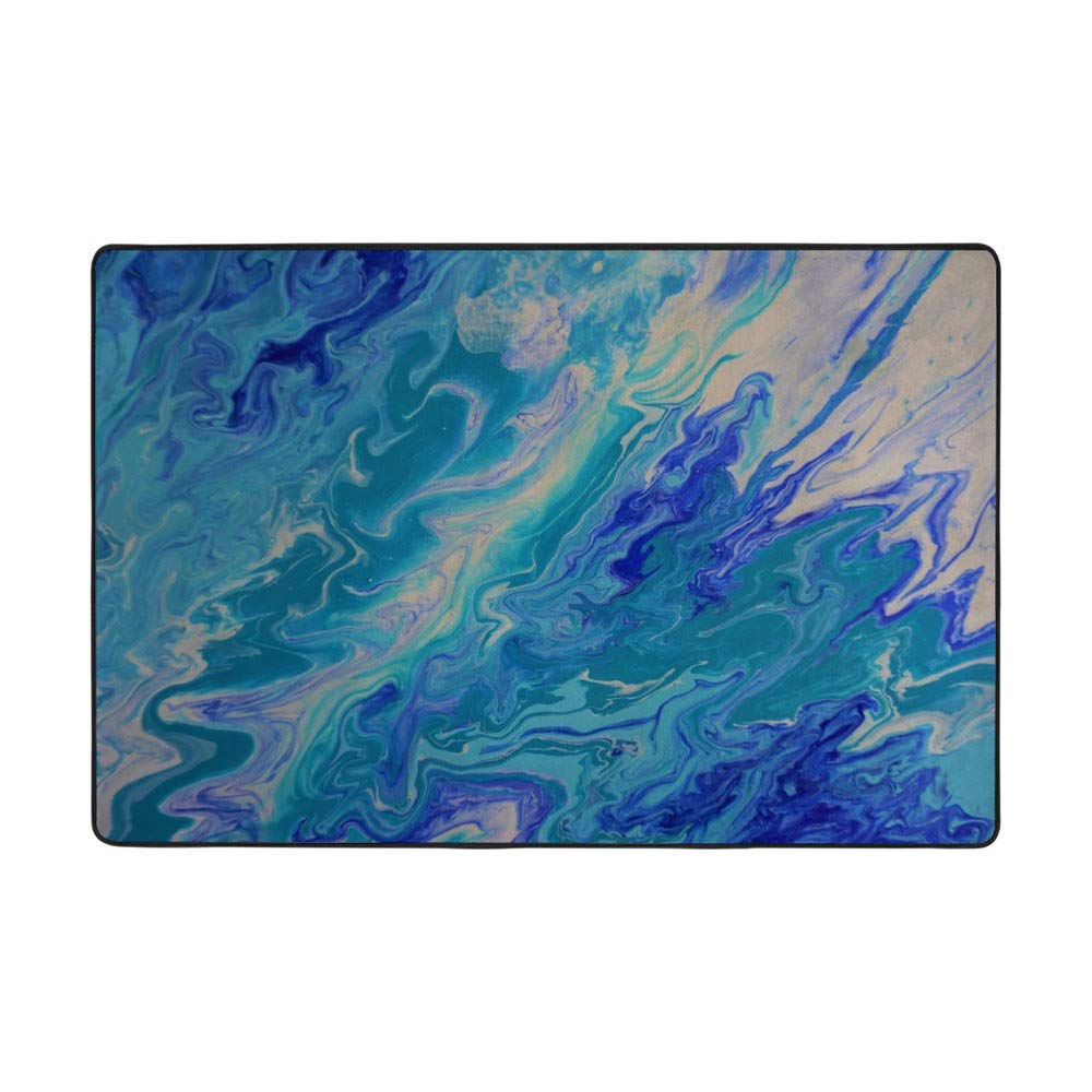 Tapis turquoise art marbre pour salon moderne et chaleureux Ruchen