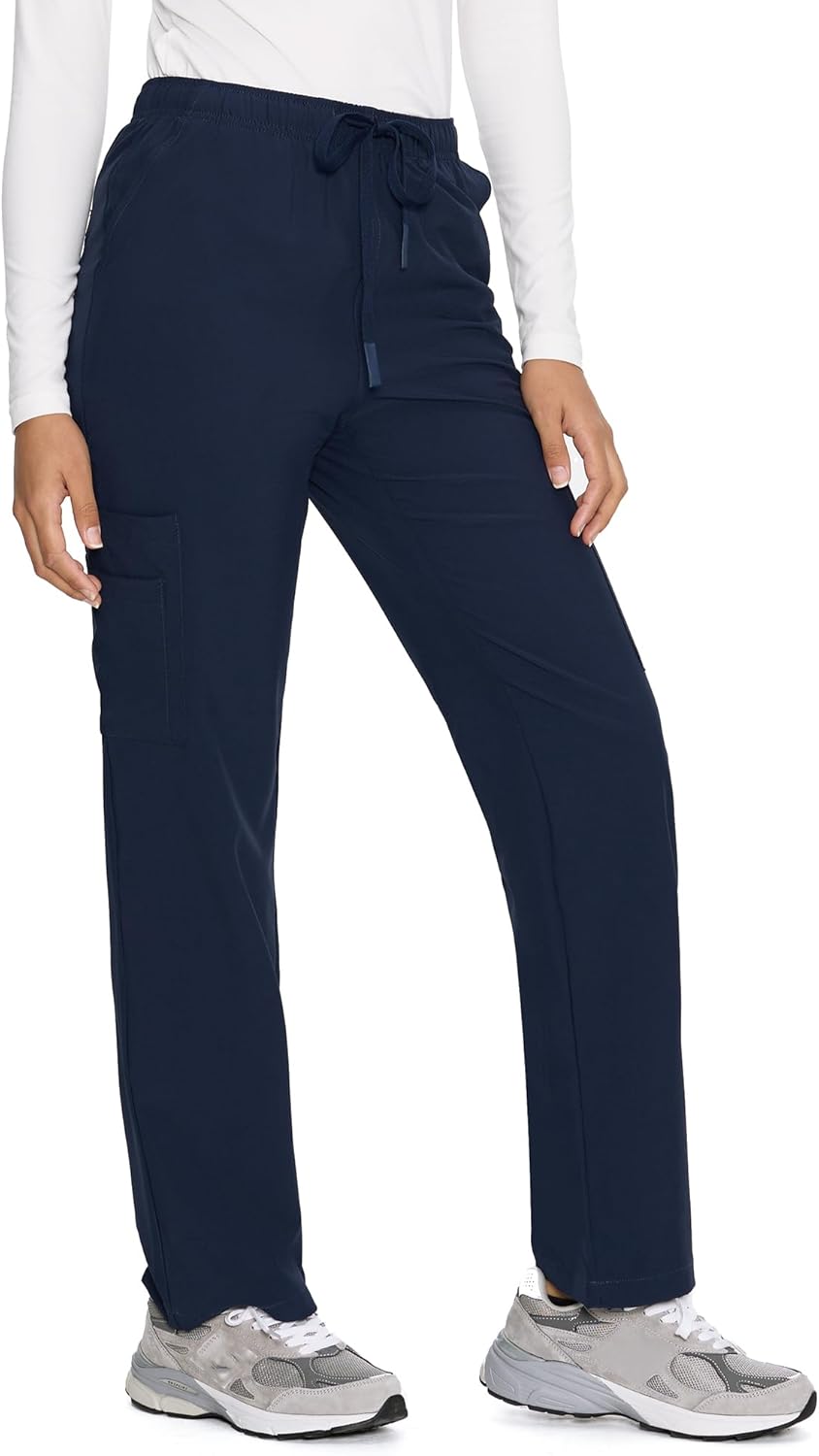 COZYFIT Straight Leg Scrub Pants for Women, Drawstring Soft Stretch, Anti-Wrinkle Women's Scrub Pants with 6 Pockets - Image 4