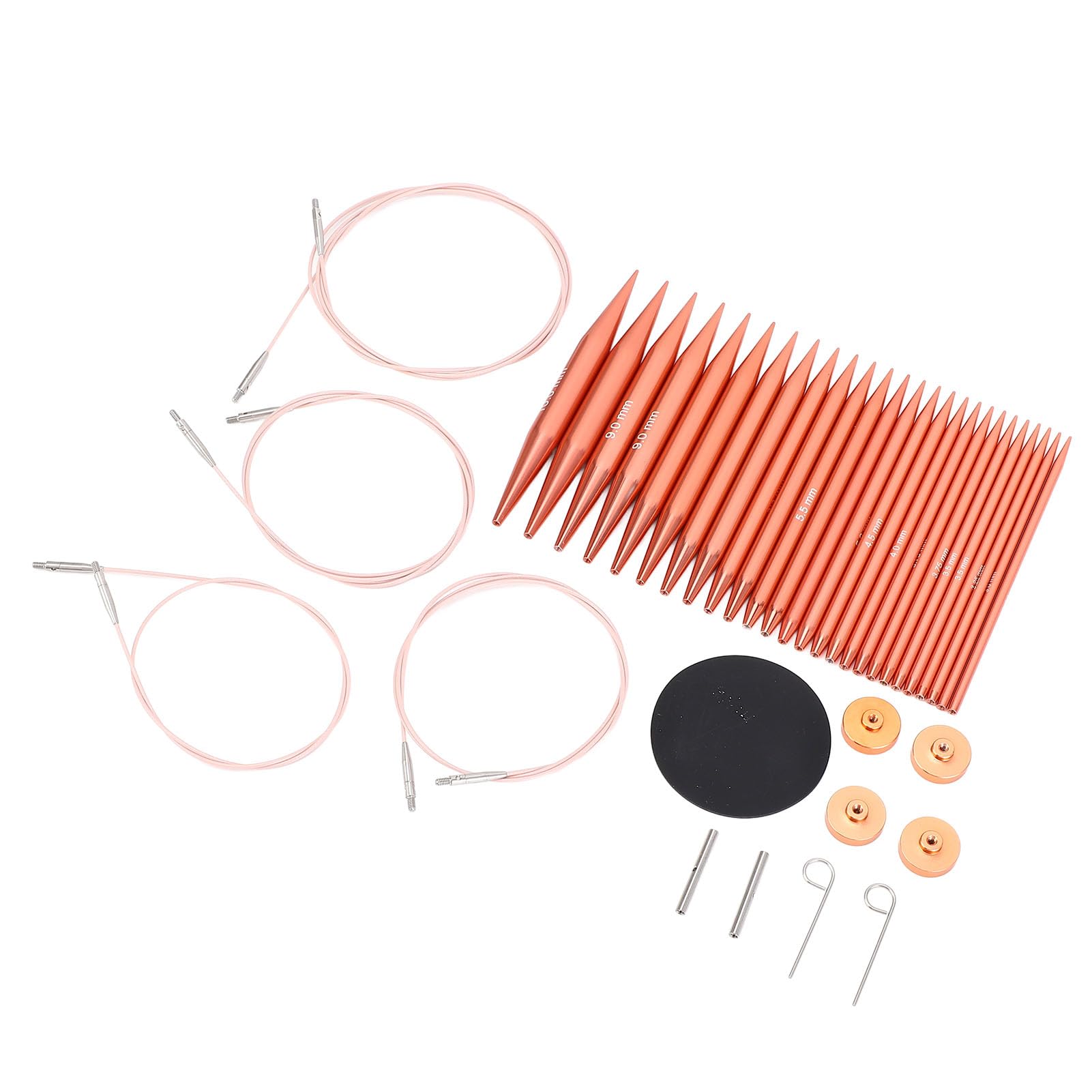 Juego de agujas de tejer circulares, agujas de ganchillo de óxido de aluminio artesanales intercambiables con estuche para entusiastas del tejedor
