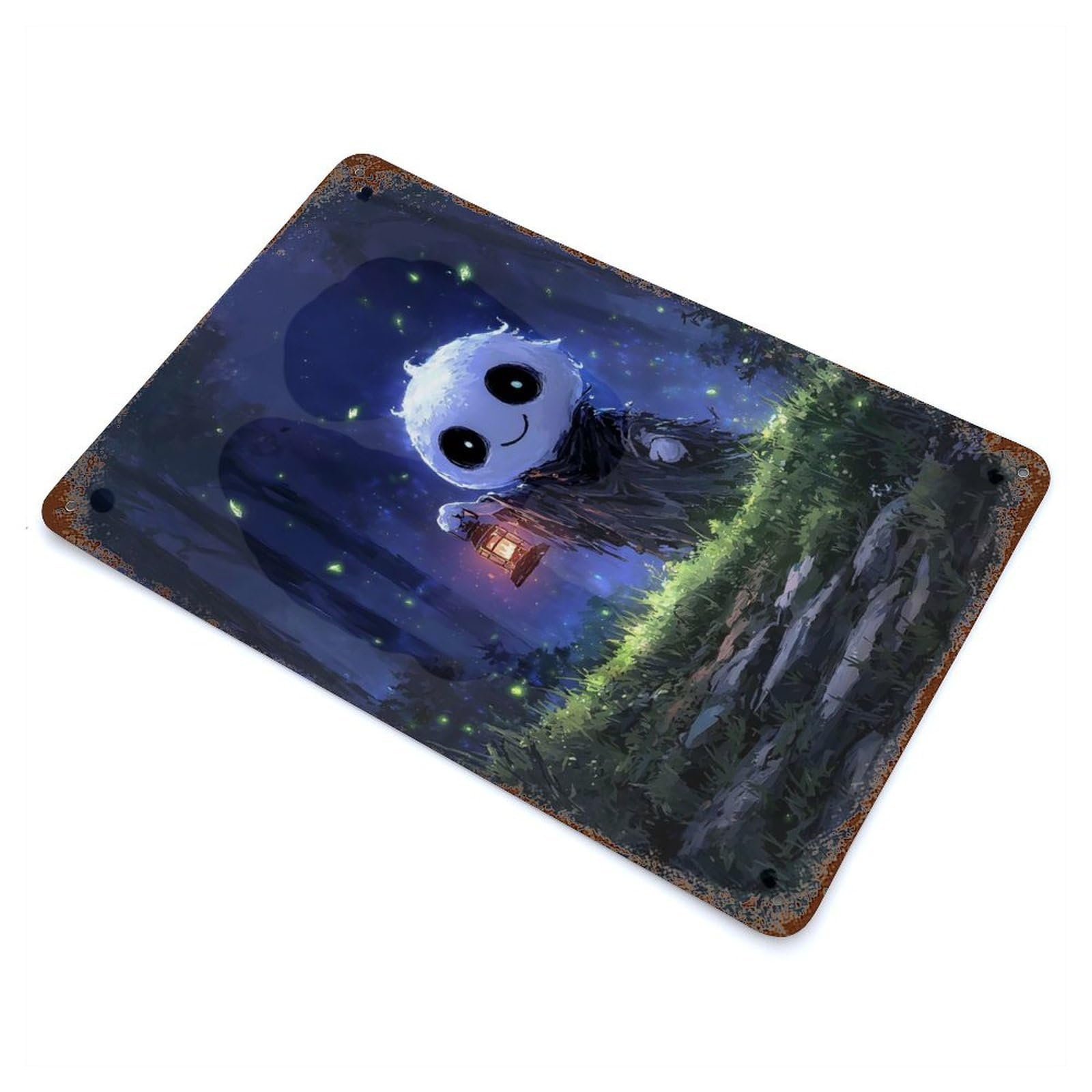 Cute Spirit in Enchanted Forest Decorative Tin Sign 11.8"x7.9", Ideal for Cafe, Home Bar And Lounge Decor