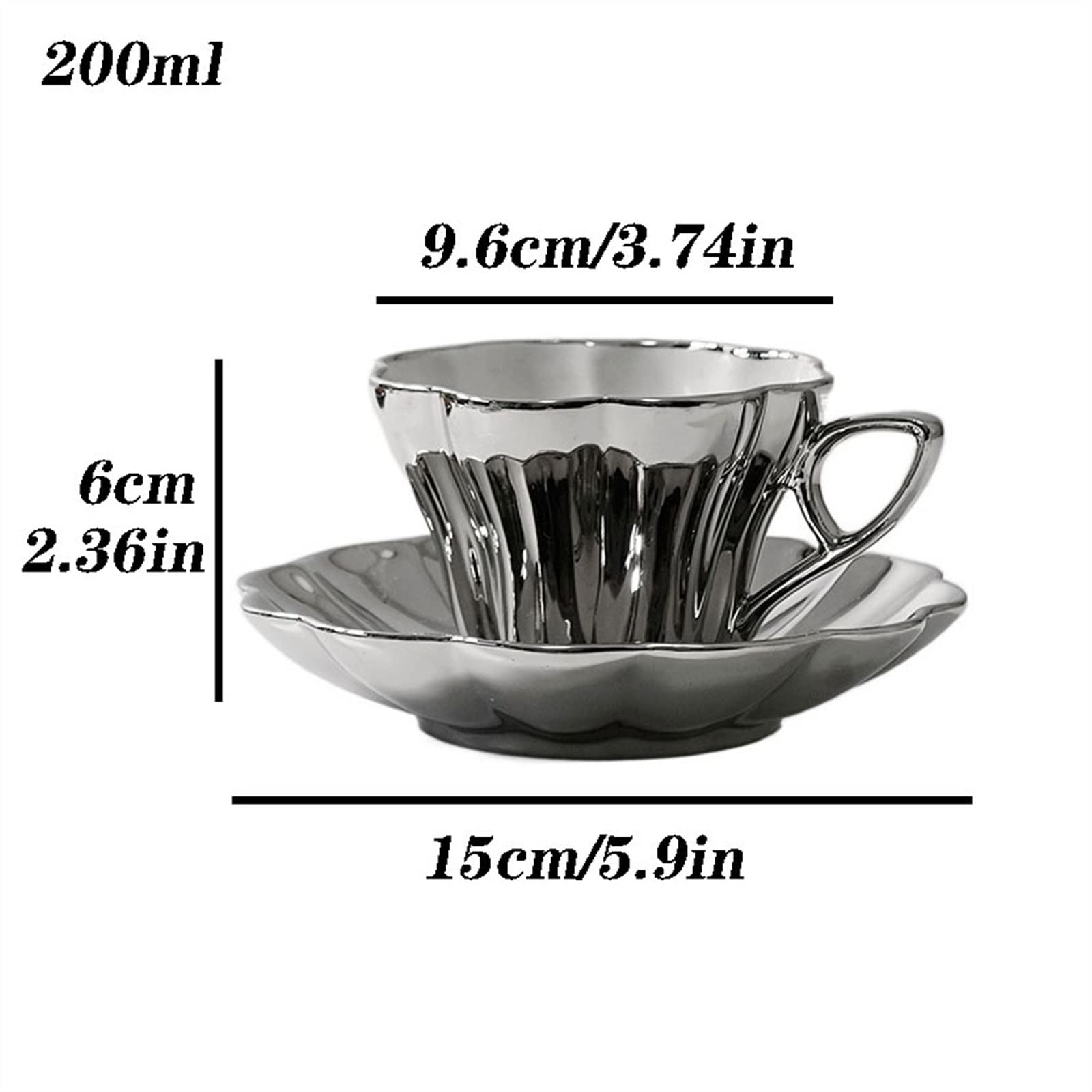 Exquisito Juego de Tazas de café con Plato, Taza de té de la Tarde, Juego de té de Taza de Leche Vintage, Tazas de café pequeñas de 200ML