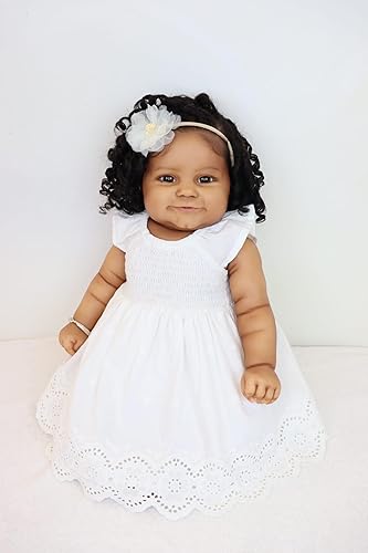 Pinky - Muñecas de bebé recién nacidas realistas de 24 pulgadas, 23.6 in, de silicona, de vinilo, piel negra, afroamericanas, de la vida real,