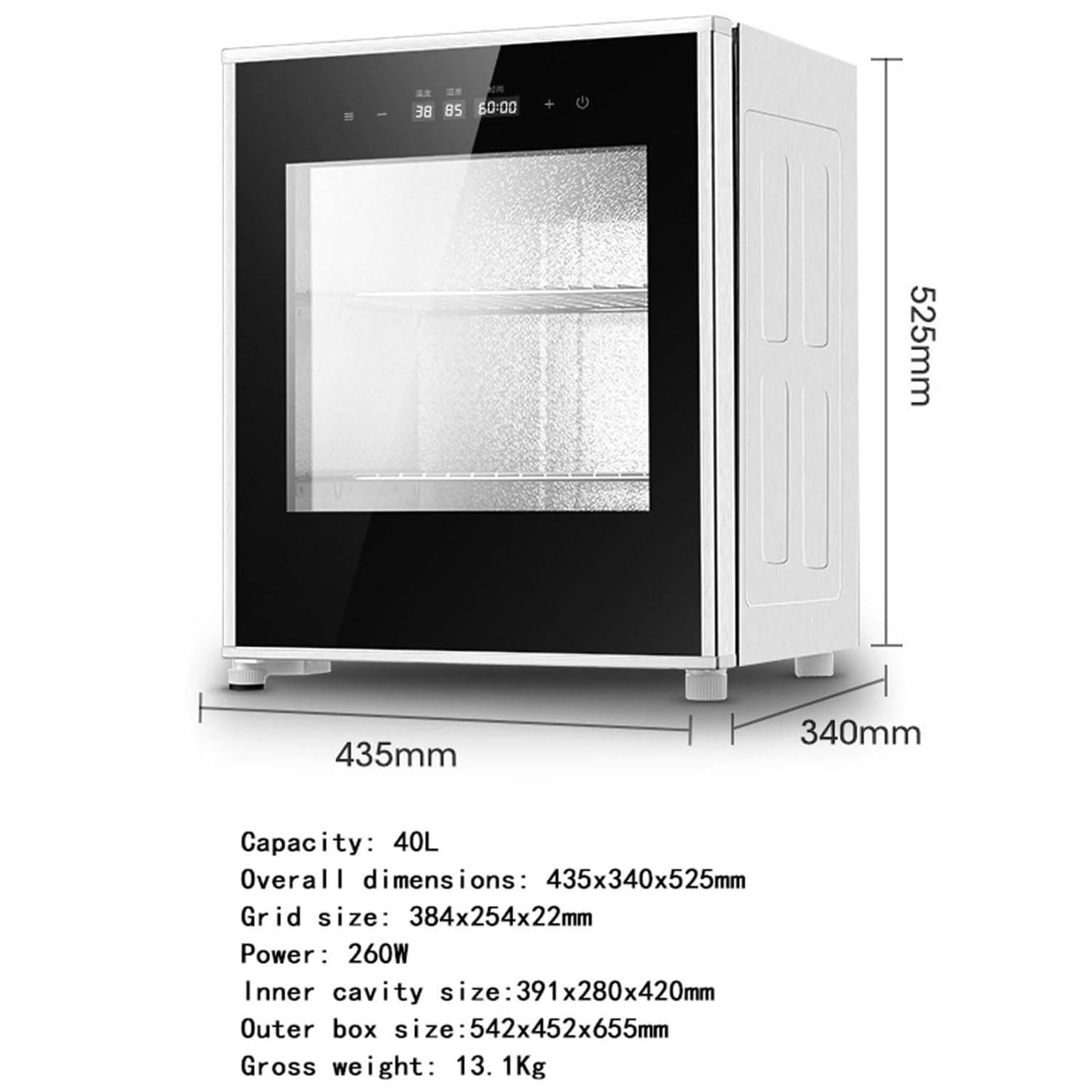 40l Uniwersalny Proofer Do Ciasta, 2-Warstwowa Maszyna Do Fermentacji Chleba Jogurtowego, Zestaw Do Wyrastania Ciasta Na Pizzę Chlebową Akcesoria Do Wyrastania W Kontroli Temperatury Do Wyrabiania