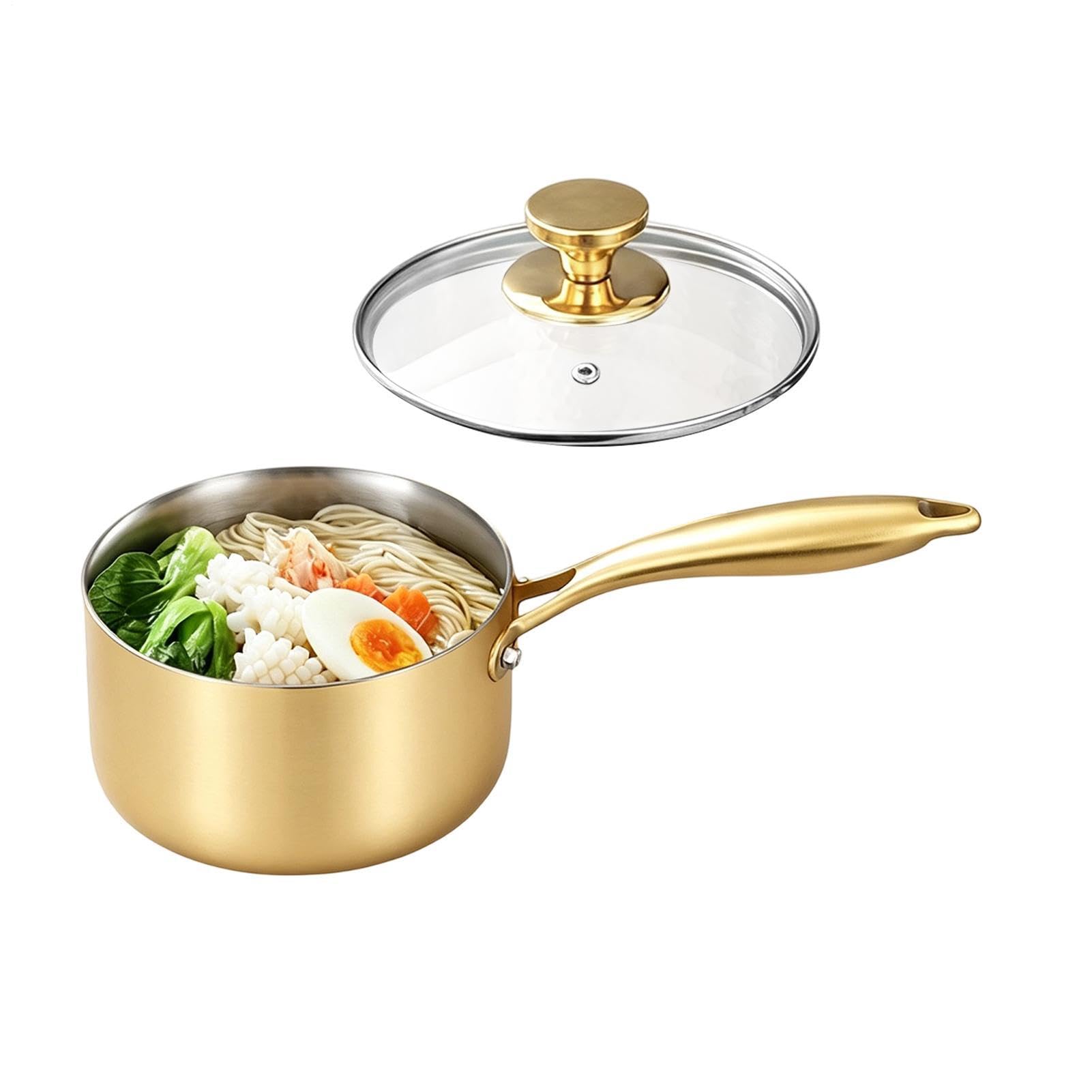 Cazo para Salsas Cacerola de Cocina Fabricada en Acero Inoxidable con Mango | Cacerola Pequeña con Tapa para Exterior, Jardín, Camping, Picnic, Restaurante, Cocina y Hogar