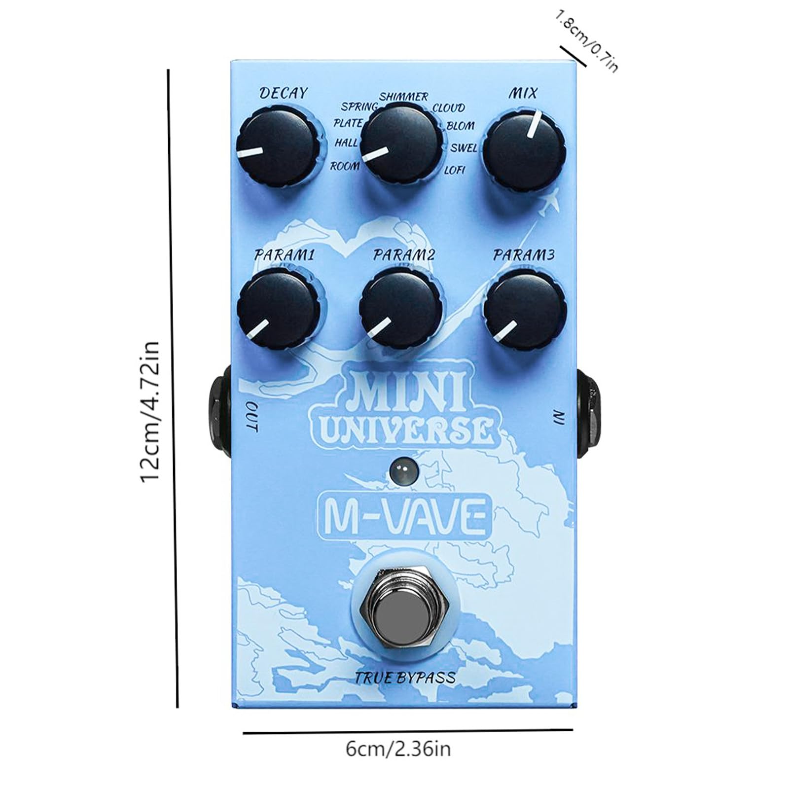 Nikou M-VAVE - Pedale effetto chitarra 9 tipi di Hall, effetto reverb caldo e autentico sonoro digitale modellazione reverb (blu)