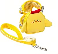 No Pull Dog Harness & Leash Set with Backpack Pocket - Breathable Adjustable Vest for Small Dogs & Cats, Yellow Medium