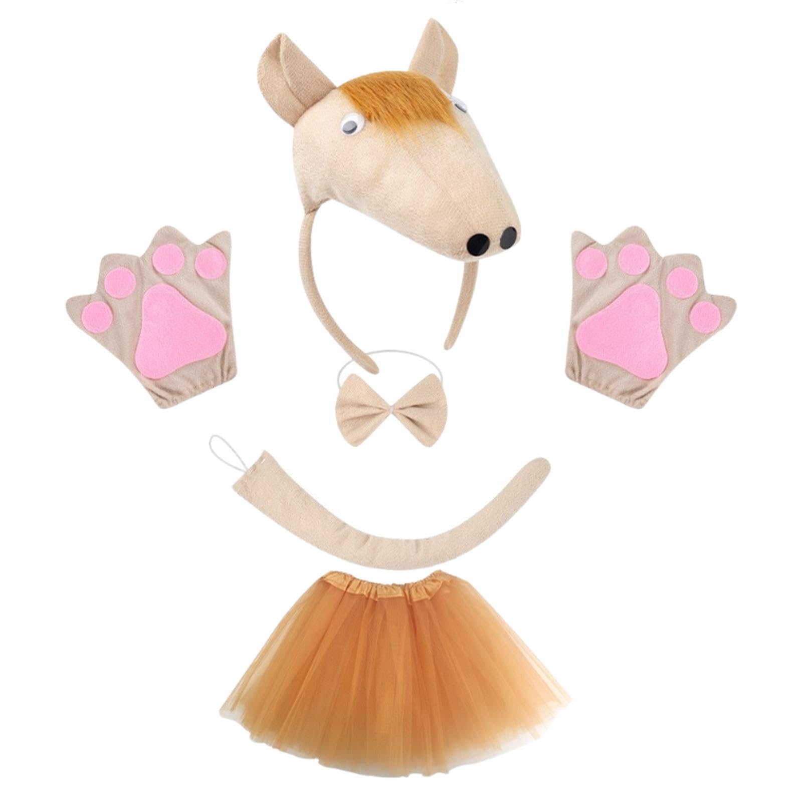 jojomis Kids Horse Costume Accessories Set with Headband Tail Bow Tie Gloves Skirt for Halloween Party Cosplay