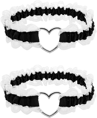 Lace Heart Leg Garter Belt Set, Adjustable Bridal Wedding Thigh Garter Gift for Bride Party