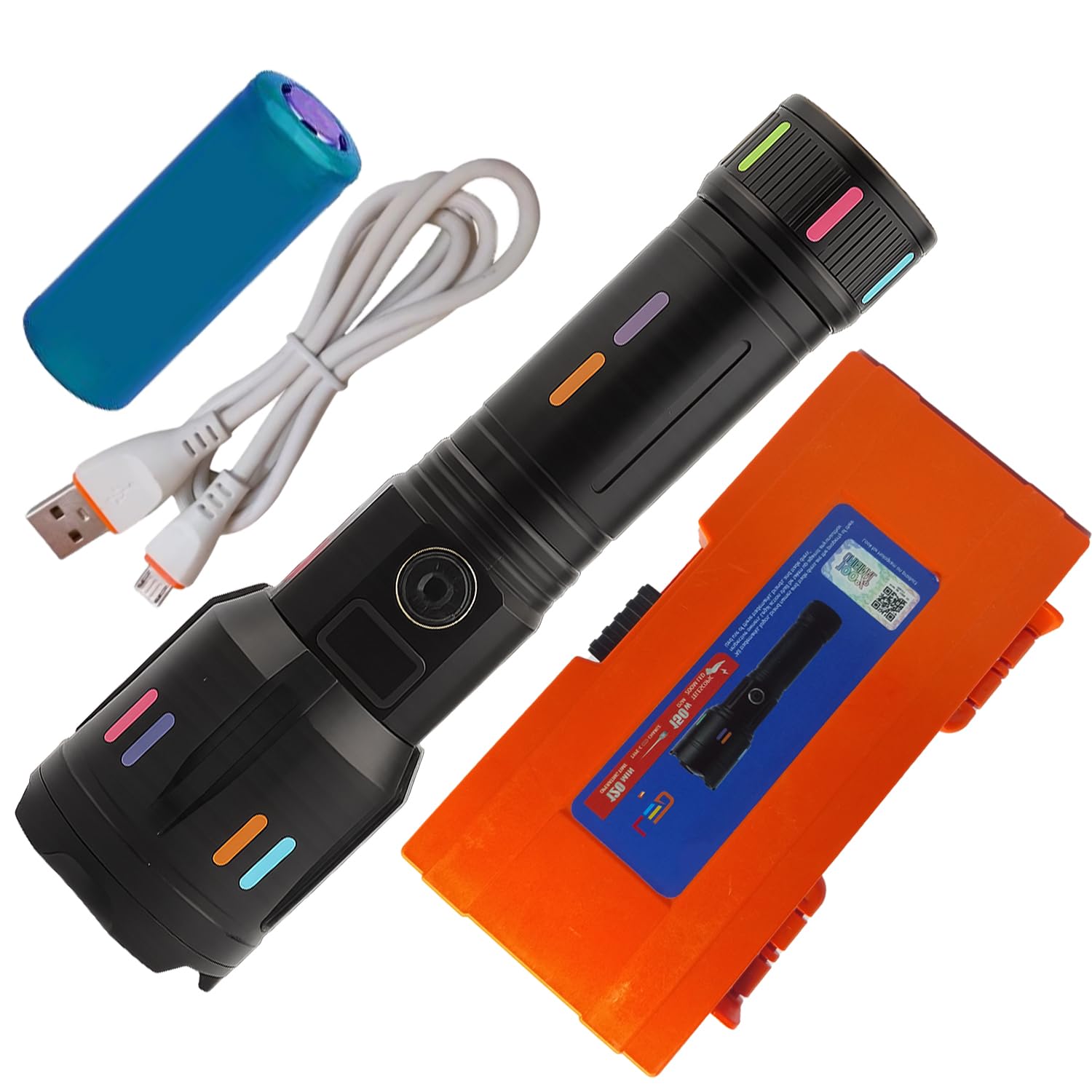 Rechargeable LED Torch with Super Bright 150W Output, 5 Lighting Modes, Zoom Function, Long Distance Beam, Metal Body, Ideal Flashlight for Outdoor Camping, Travel and Emergency-image-22
