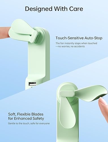 Vista 7 de JISULIFE Ventilador de mano, ventilador de mano 3 en 1, ventilador de bolsillo pequeño recargable por USB, ventilador de batería