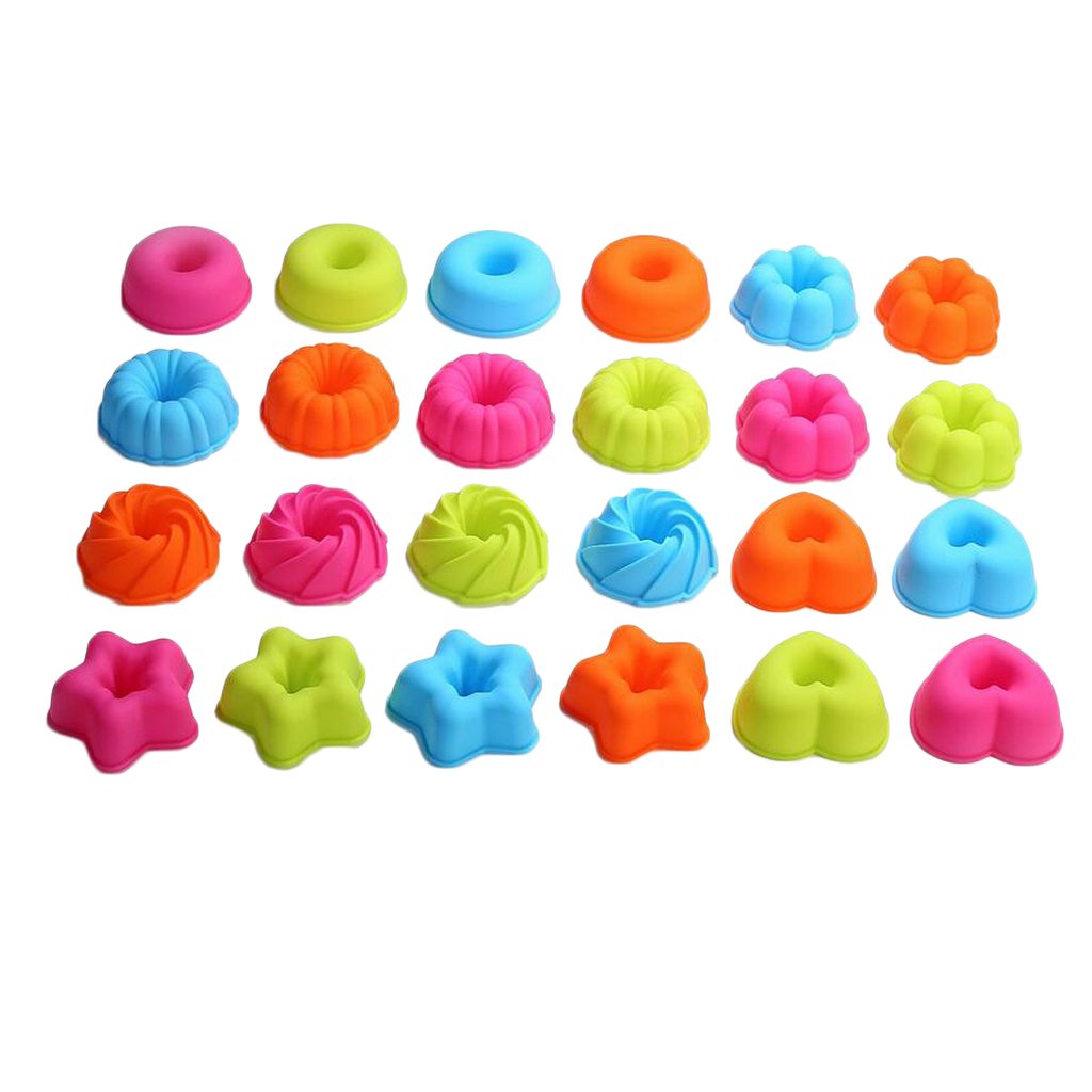 Juego de 3 moldes de silicona para donas y pasteles, 24 piezas
