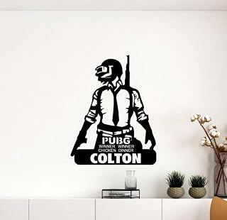 Personalized Gamer Wall Decal Vinyl Sticker Winner Winner Chicken Dinner Custom Name Sign Pub G Poster Print Video Game Wall Art Home Kids Boy Room Bedroom Decor Mural Indoor Outdoor 2925
