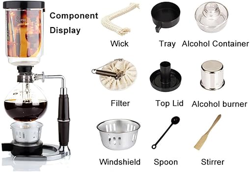 Siphon Coffee Maker Japanese Style Vaso de vacío Siphon Pot Percoladores 1-3 tazas Siphon Coffee Maker (Siphon)5