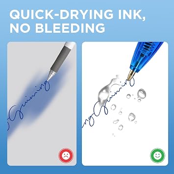 deli Pens Bulk,50 Pack Ballpoint Pens Blue Ink 1.0MM Medium Point | Smooth Writing Retractable Pen with Soft Grip, No Bleed, Fast Dry for Office School Home Use