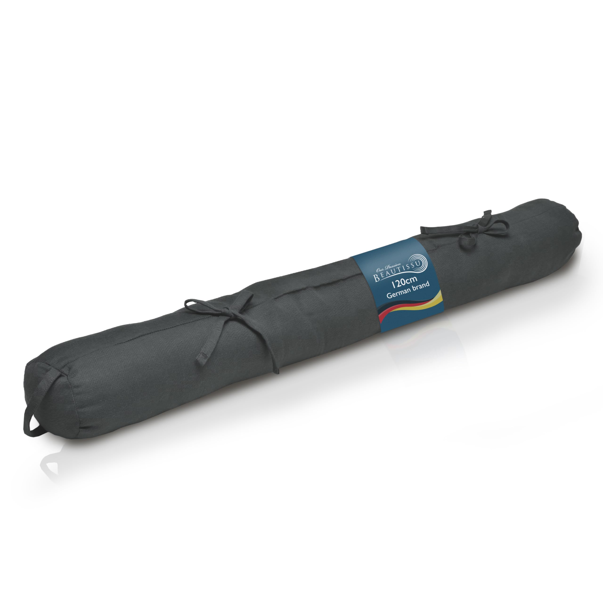 Beautissu Draught Excluder 10x120cm Viento - Large Draft Excluder for Doors Anthracite - Door Sausage Draught Stopper for Window & Door Draft Stopper with 2 Ribbons