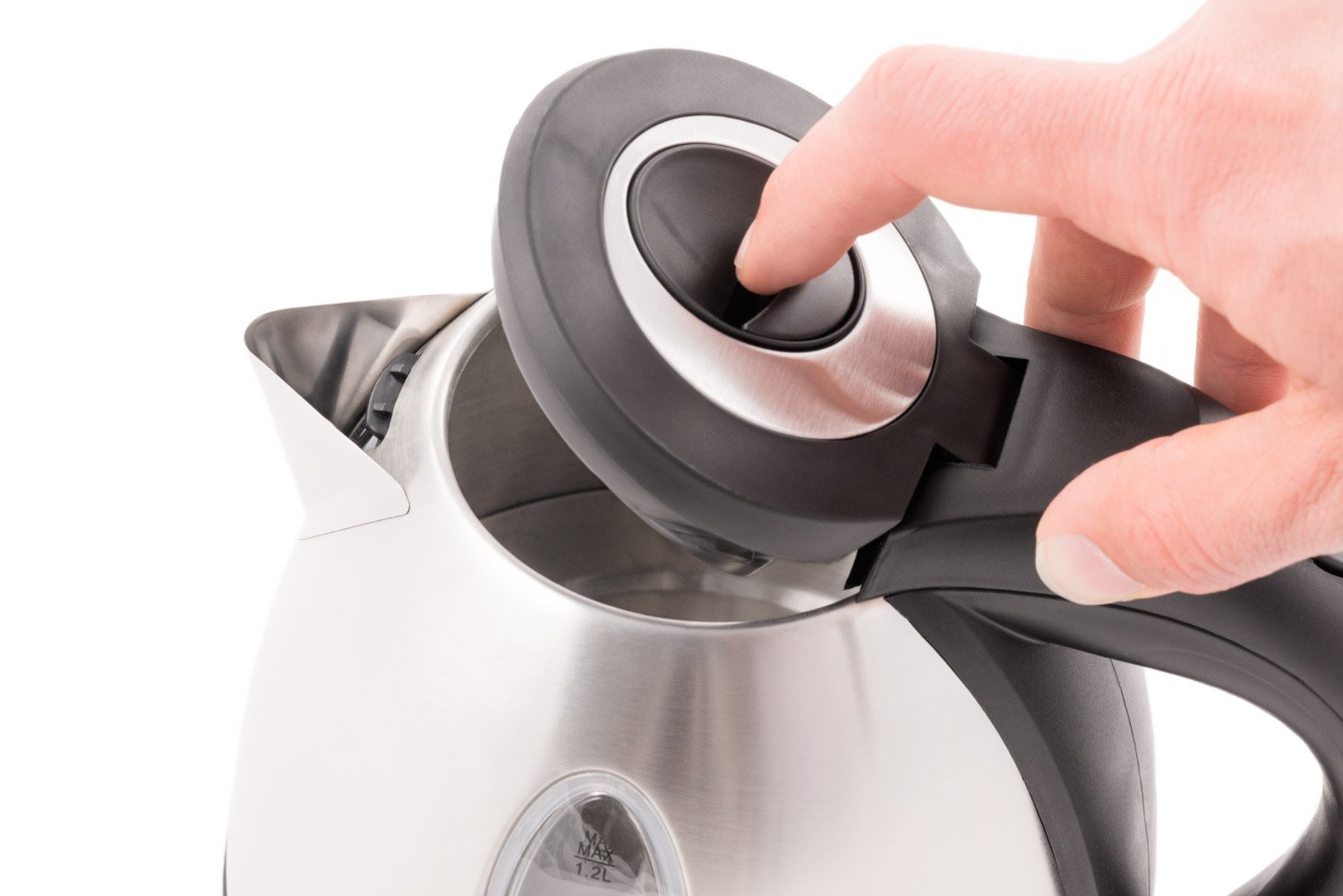 Concept casa dispositivi rk3130 acciaio inossidabile Bollitore Elettrico, filtro removibile anti calcare, 1,2 l, 1630 W, acciaio inox/Nero opacizzato
