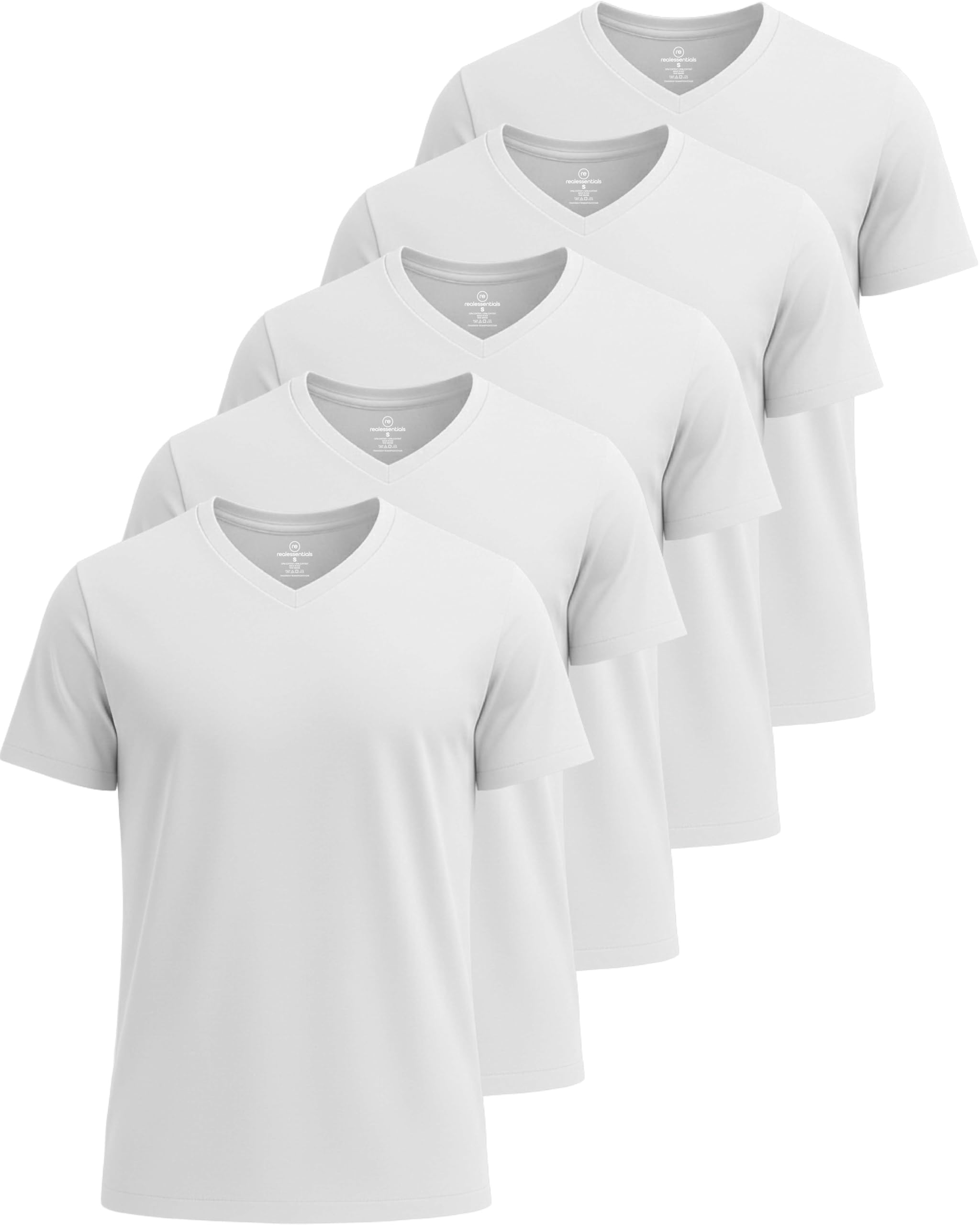 5 Pack: Men’s V-Neck Dry-Fit Moisture Wicking Active Athletic Tech Performance T-Shirt