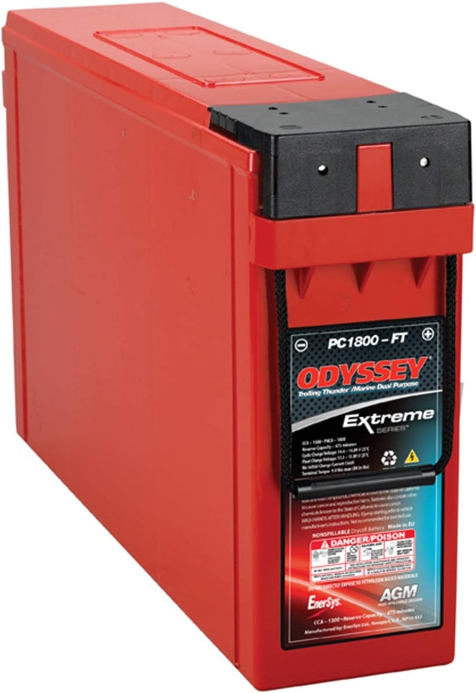 Odyssey Battery PC1800-FT Marine Battery 1800 PHCA 1300 CCA 1450 MCA RC Min. 475 L-22.87 in. W-4.92 in. H-12.46 in. w/Front 3/8 in. Stud Terminals Marine Battery