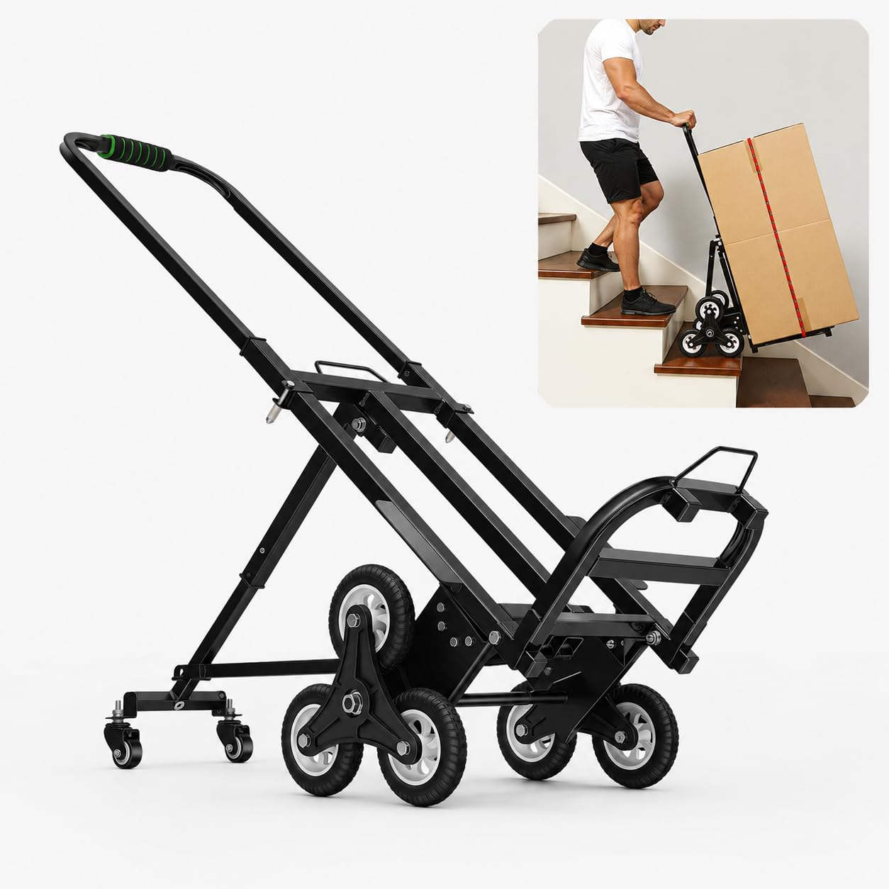 Carrello pieghevole per scale, carrello per il trasporto, per magazzini, acquisti e traslochi pesanti (46 x 25,5 cm)
