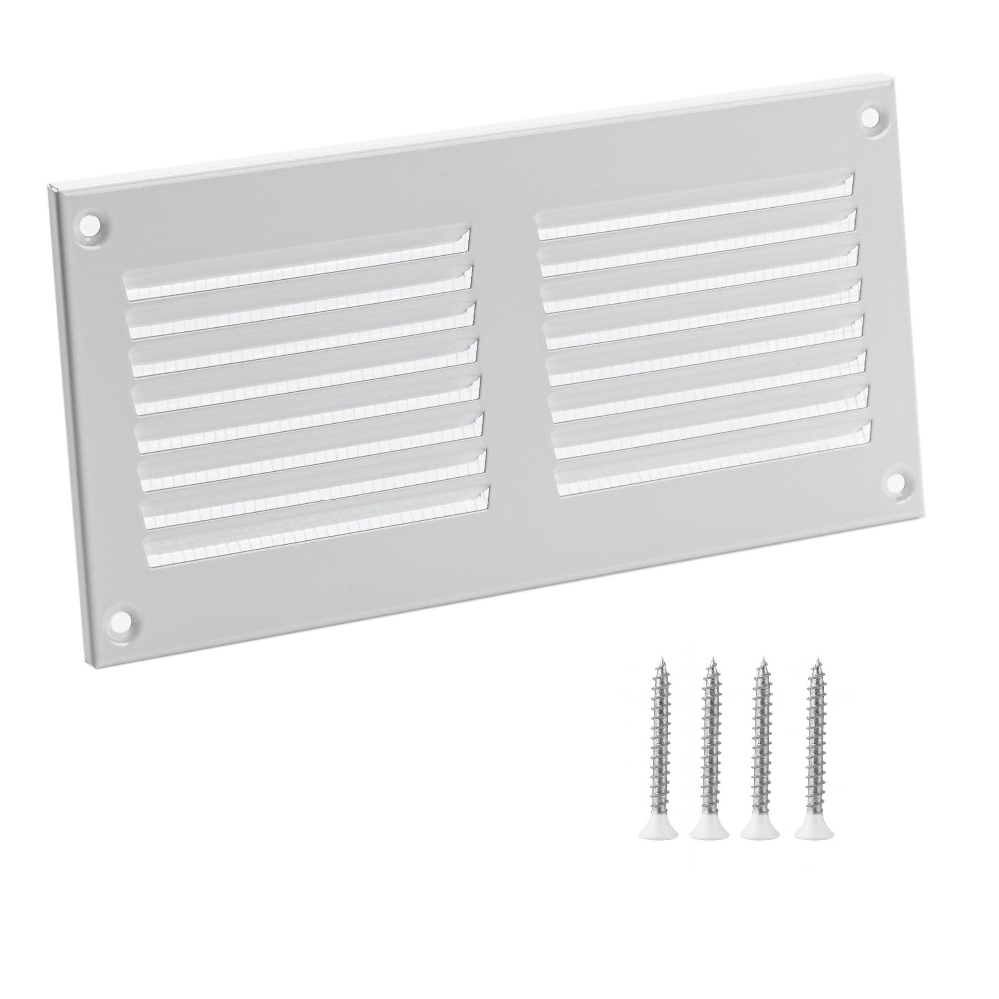 TURvent 6x2 Vent Cover (Duct Opening) - White HVAC Return Air Grille for Wall and Ceiling - Metal AC Vent Cover with Mesh - Rectangular Ventilation Register - External Dimensions: 7.87" W x 3.94" H