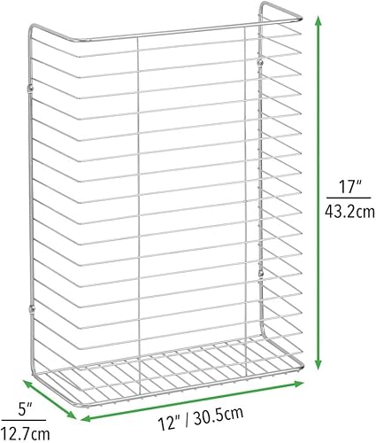 Miniatura 6 de mDesign Organizador de almacenamiento de alambre de metal para colgar en la pared, envoltorio de regalo y lazos, colgar en el armario, sótano, sala