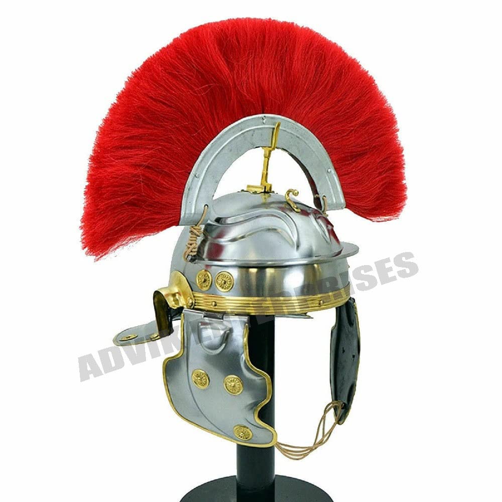 Casco de Centurión Galic Imperial Romano Armadura Cresta Roja Plume