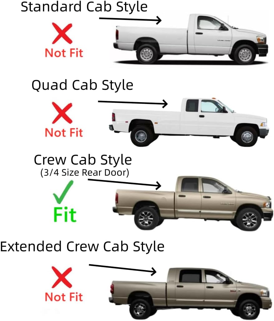 Passenger Right Side Rear Door Window Door Glass Compatible with Dodge Ram Pickup 4 Door Crew Cab 1500 2002-2008 Models/2500 3500 4500 5500 2003-2009 Models