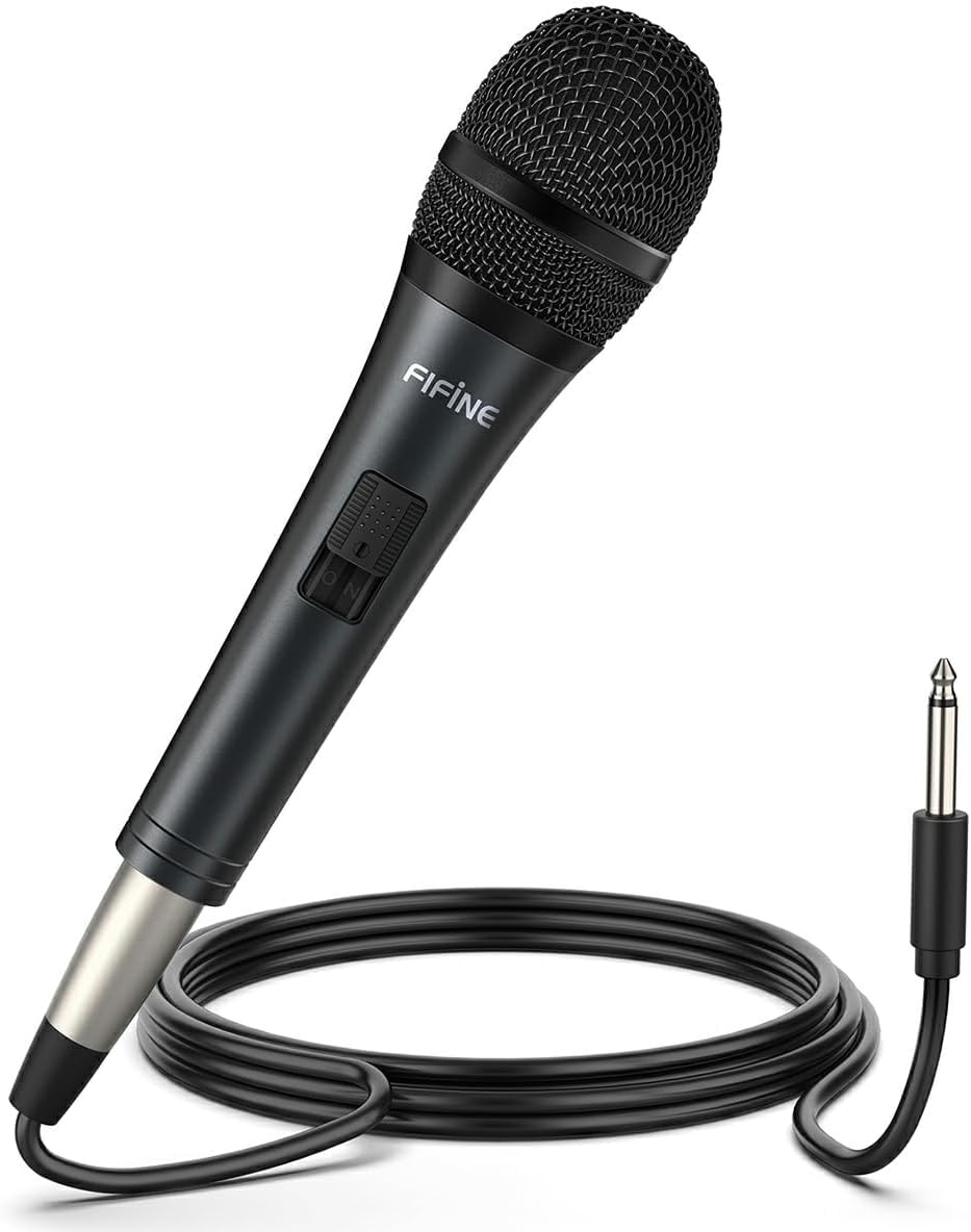 Karaoke Microphone,Fifine Dynamic Vocal Microphone for Speaker,Wired Handheld Mic with On and Off Switch and14.8ft Detachable Cable-K6