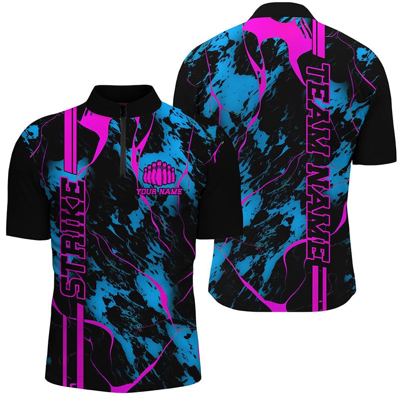 Blau Rosa Strike Bowling Shirts Männer & Frauen Polo & Quarter Zip Camo Bowling Team Trikots Bowling League I5387