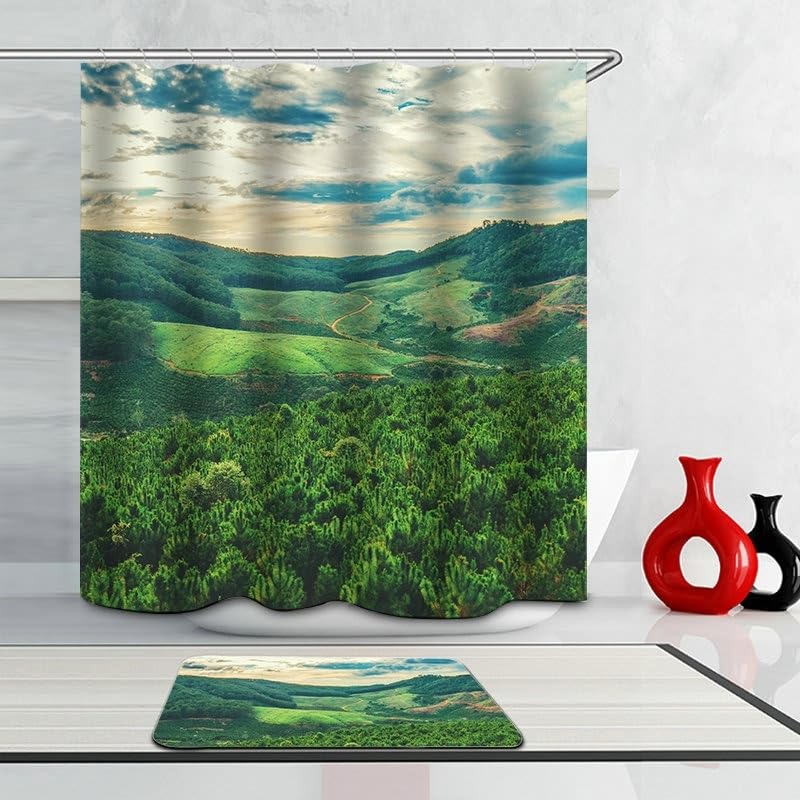 Rideau de douche forêt 180x180 cm en textile polyester imperméable - 3