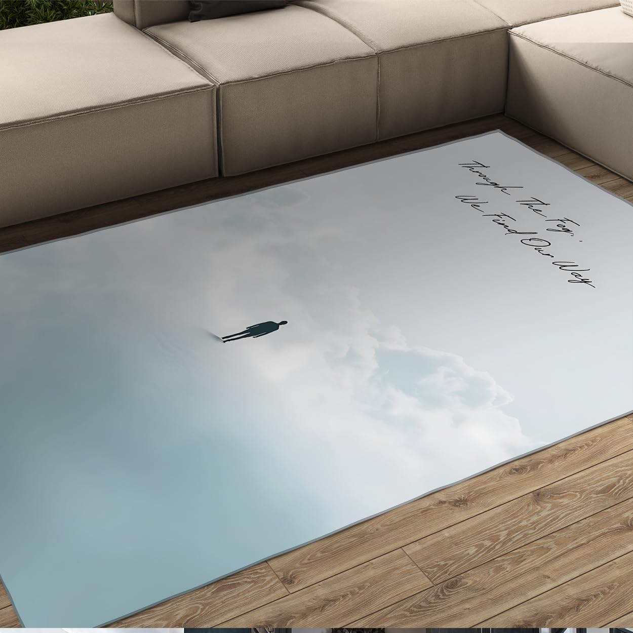 Dywaniki w minimalistycznym stylu 60 x 120 cm inspirujące cytaty przez mgłę We Find Our Way dywan z nadrukiem do salonu biura zmywalny cienki