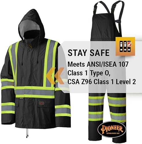 Miniatura 6 de Pioneer Hi Vis Traje de Lluvia Ligero Impermeable de Seguridad - Equipo de Lluvia Reflectante para Trabajo para Hombres y Mujeres