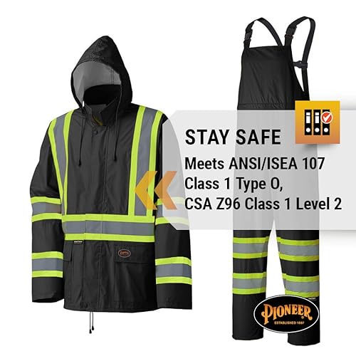 Miniatura 6 de Pioneer - Traje de lluvia de seguridad impermeable, ligero y de alta visibilidad, ropa de trabajo reflectante para lluvia, para adultos