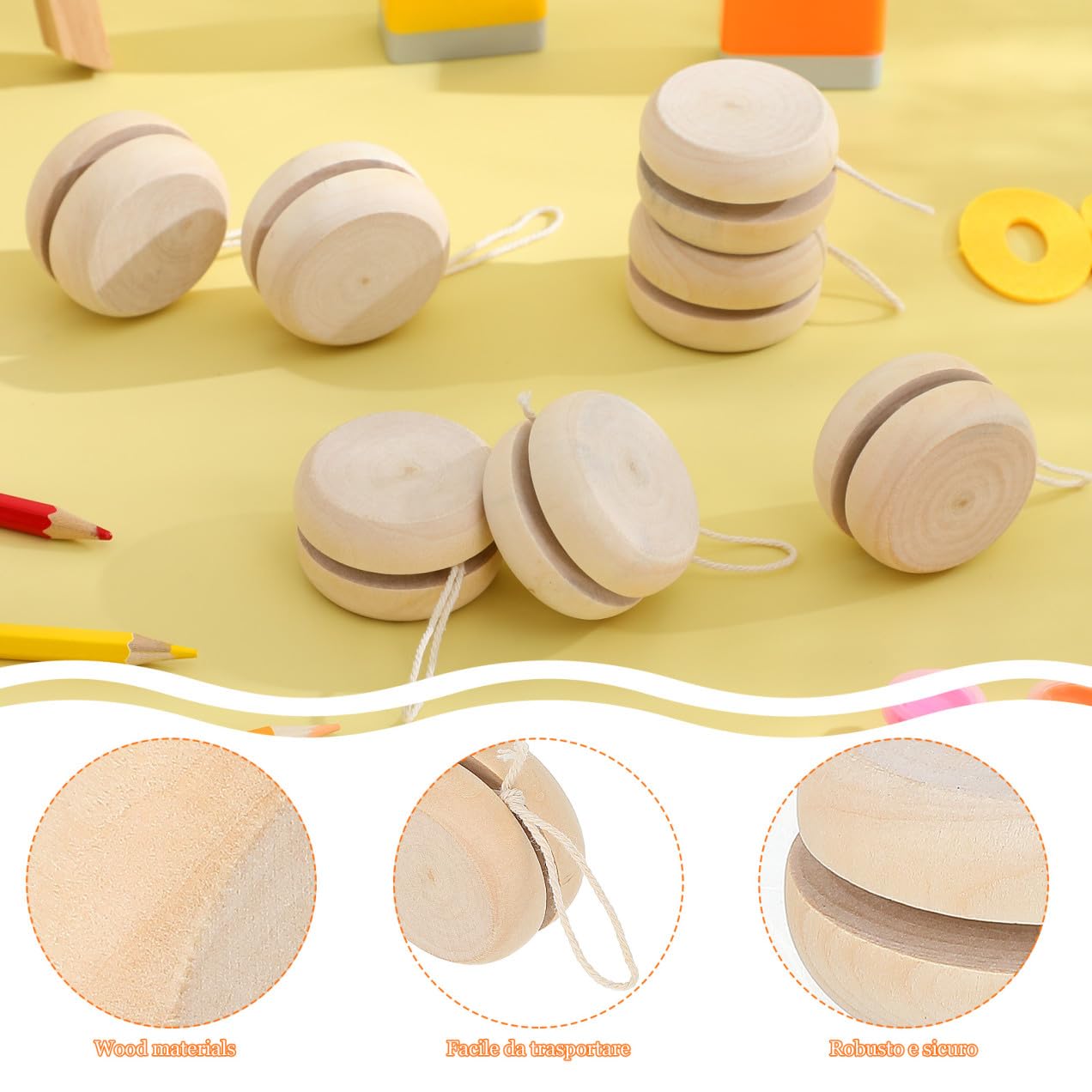 Mikikit Set 10 Pezzi Palla Reattiva in Legno da Dipingere Giocattolo Fai da Te per Materiale Creativo per Attività Artistiche e Giochi Genitori-Figli Decorazioni per Feste e Casa
