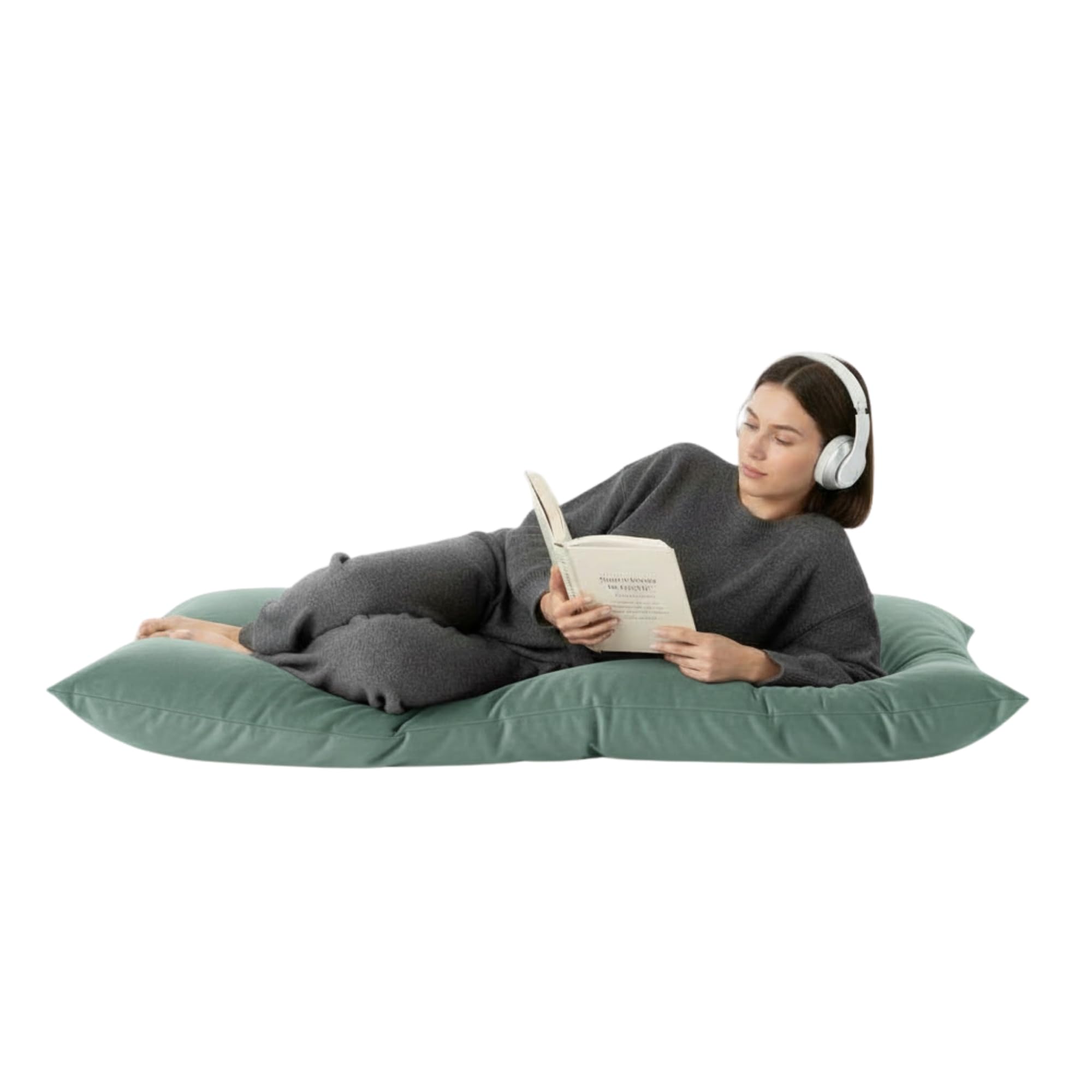 Kosiproducts Beanbag Floor Cushions Pillow Plush Velvet 100% Soft Polyester-Duck Egg-114x75