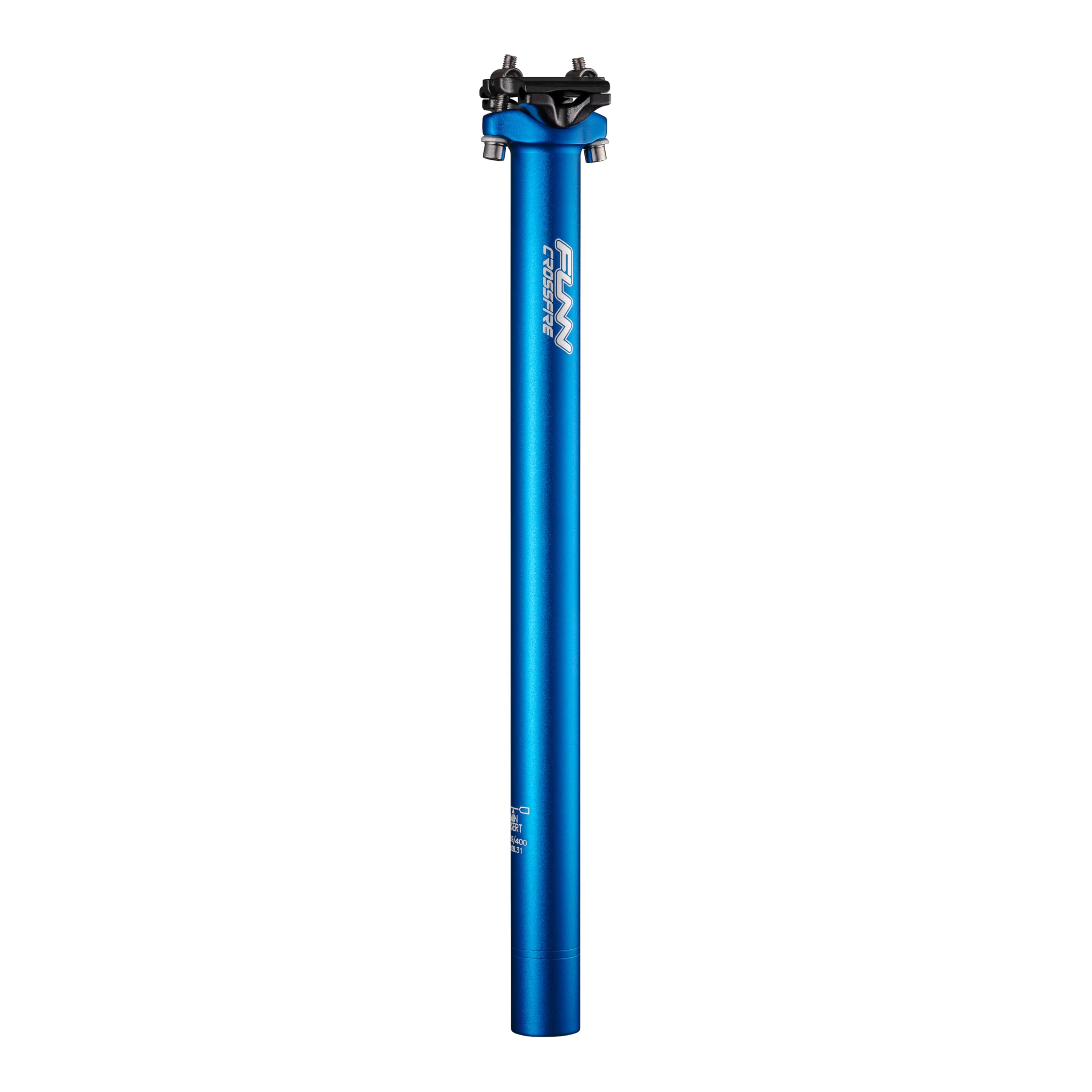 Funn Crossfire Bike Seat Post, Length 400mm, Diameter 30.9mm, Aluminum Alloy AL6061, 3D Forged, One Piece Head and Shaft (Blast Blue)