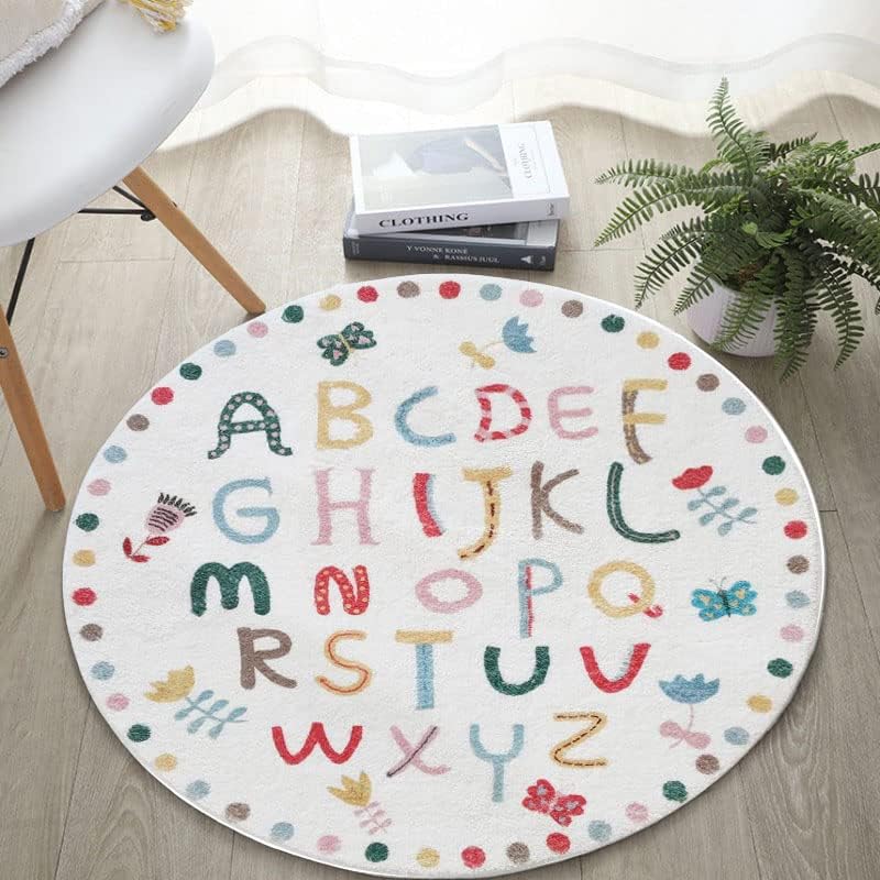 Miniatura 5 de LIULA Alfombra redonda para sala de juegos para niños, alfombra suave del alfabeto para dormitorio, colección de juegos, alfombra de aprendizaje y