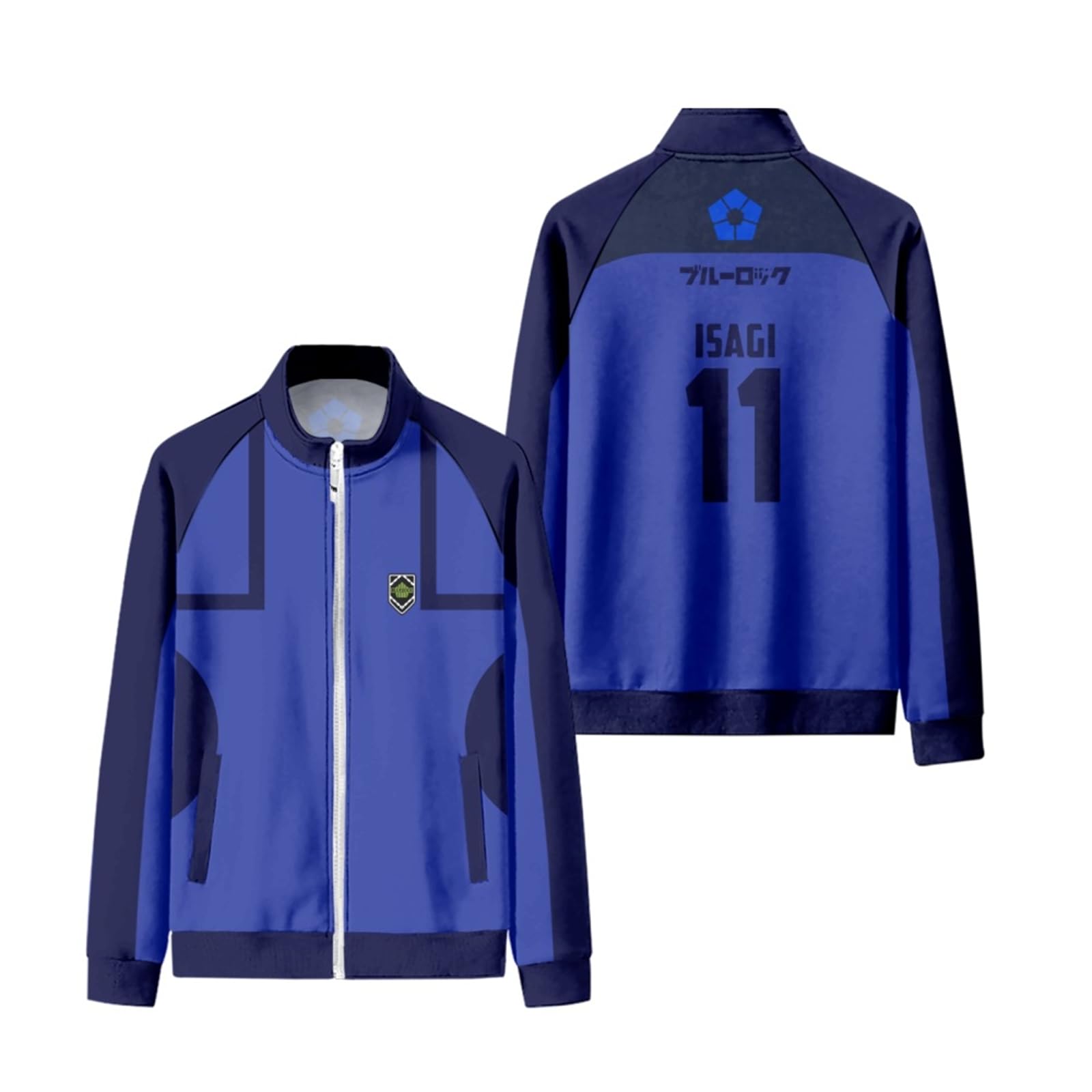 Adult Unisex Isagi Yoichi Costume Halloween Cosplay Blue Jacket Hoodie Sweatshirt Top, Blue No.11, L