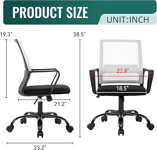 Miniatura 3 de BestOffice Silla de computadora, silla de oficina, silla de escritorio barata, giratoria, ergonómica, soporte lumbar ejecutivo, silla de malla,