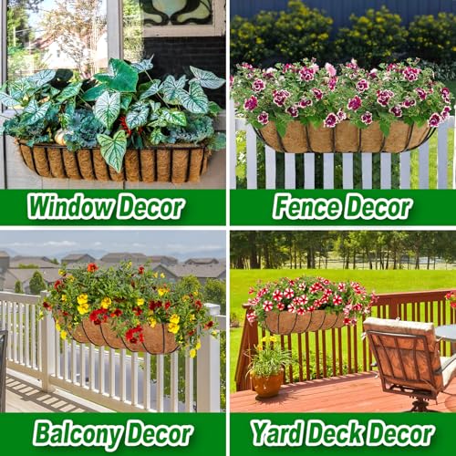 REMIAWY Coco Liners for Planters 24 Inch, 2 Packs Natural Coconut Fiber Coir Flower Basket Window Box Liners, Trough Planter Insert for Outdoor Plant Large Pots Garden Fence Decoration - Thumbnail 5