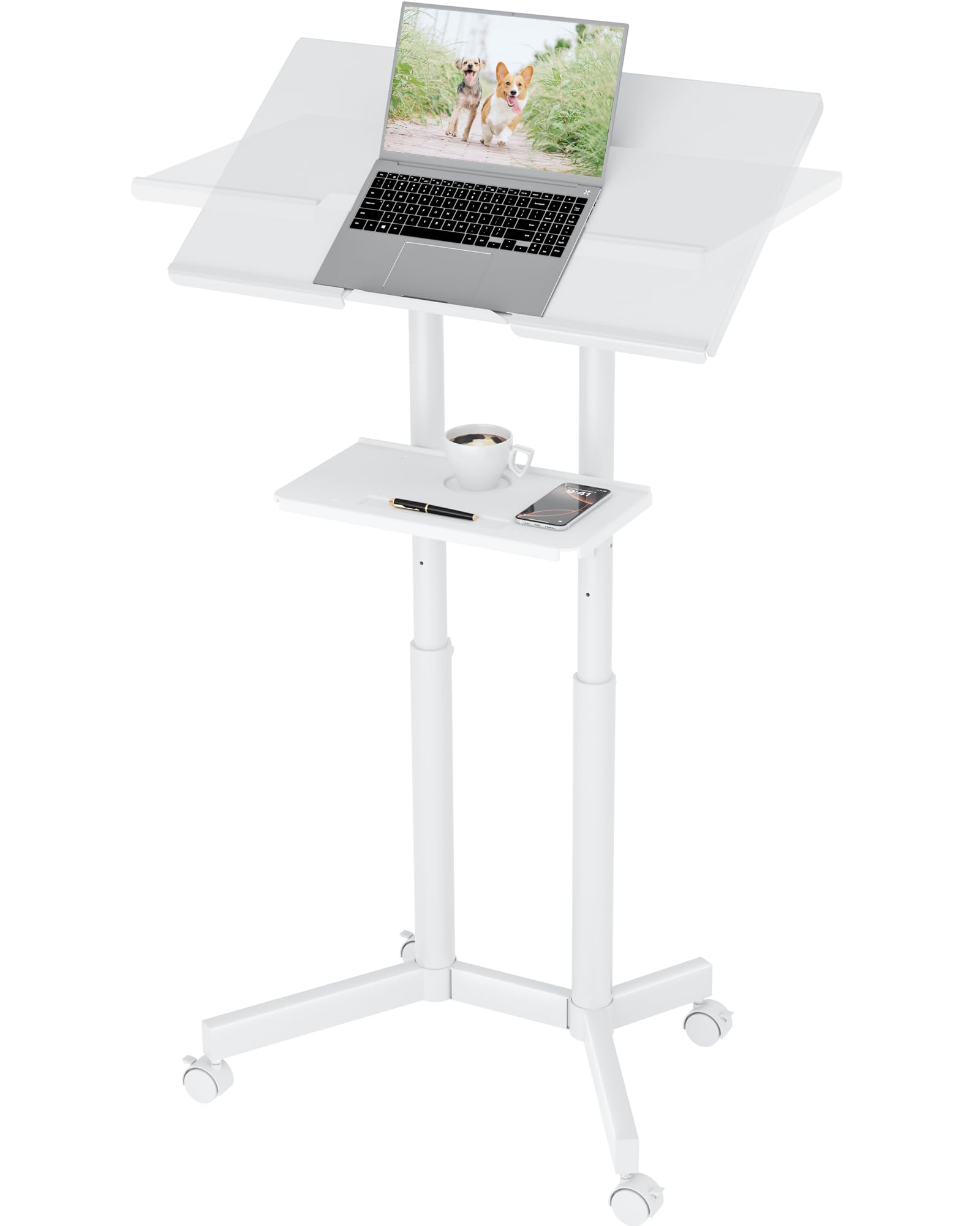 BONTEC Lecterns &amp; Podiums Portable Mobile Standing Laptop Desk, Sit Stand