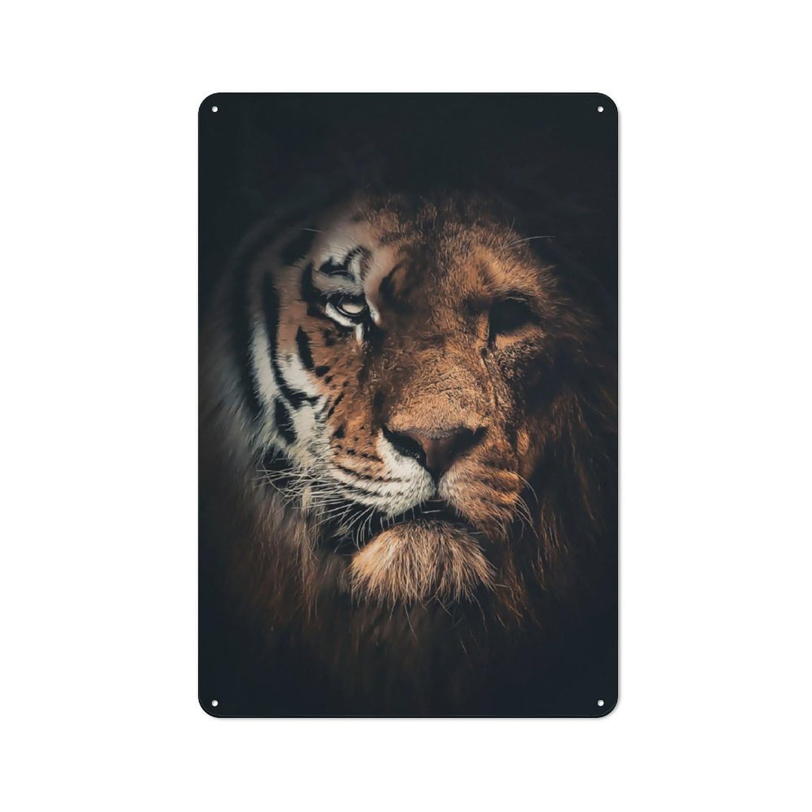 Junmoney Half Tiger Half Lion Metal Sign 30X20cm With For Workshop Wall, Vintage Decor, A Decorative Christmas Gift For Metal Sign Collectors