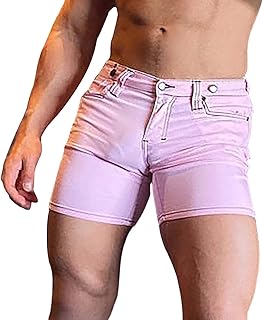 Pantalones vaqueros para hombre de verano, color rosa, pantalones vaqueros cortos para hombre, corte ajustado, pantalones cargo de un solo color, pantalones ajustados para hombre, pantalones