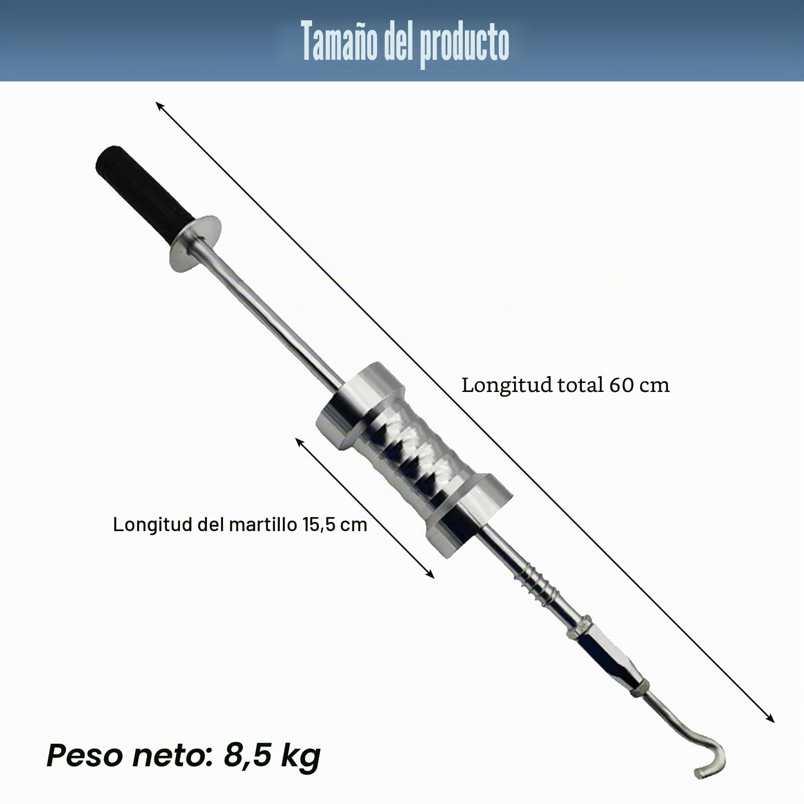 Juego de Martillo Deslizante, Martillo de Tracción Resistente con 5 Ganchos, Martillo de Tracción de 8.5 kg, Martillo para Quitar Abolladuras, Herramienta para Quitar Abolladuras de Carrocería | Martillo de tracción de 8,5 kg, martillo de impacto, martill