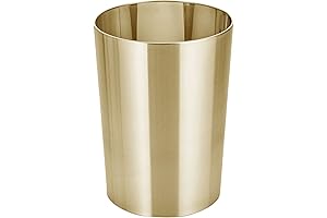 mDesign Stainless Steel Round Metal Trash Can, Small 4 Gallon Wastebasket, Bedroom, Bathroom