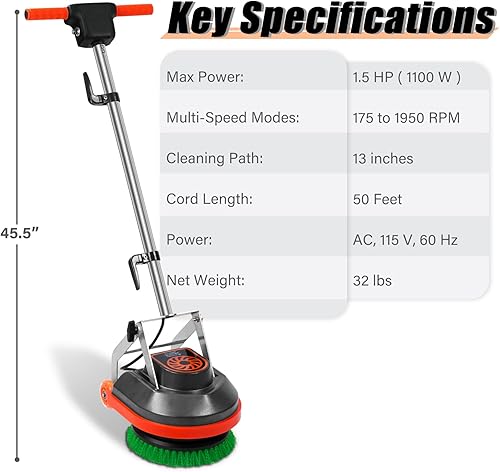 Miniatura 2 de Máquina de limpieza comercial de pisos con cepillos y almohadillas, limpiador de suelos resistente, pulidor y amortiguador, limpieza profunda de