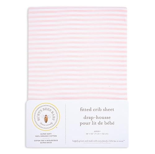 Burt's Bees Baby - Sábana bajera para cuna, para niñas y niños y unisex, 100% algodón orgánico, para colchones estándar para cuna y niños pequeños
