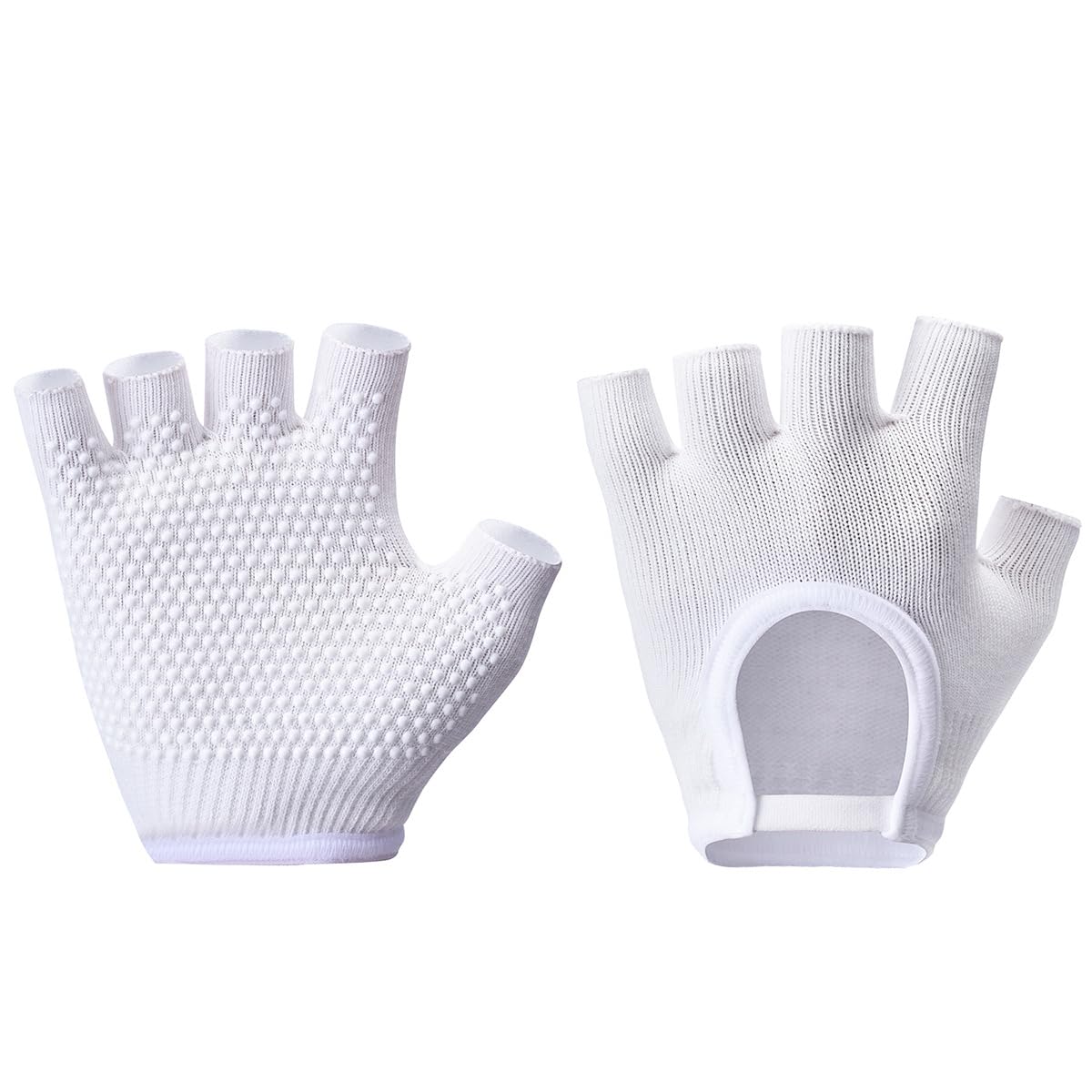 oasymala Non-Slip Fingerless Yoga Gloves – Ideal for Pilates, Barre, Air Yoga, and Fitness Workouts – Breathable Fabric with Enhanced Grip for Stability (White)